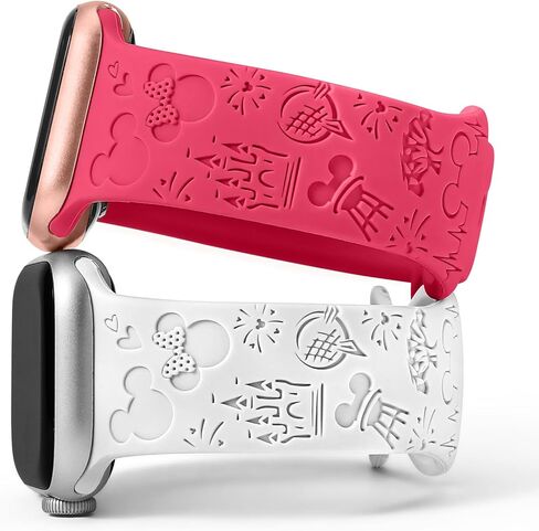 2 Packs Cartoon Engraved Bands Compatible with Apple Watch 41/40/38mm 45/44/42/49mm Women Men, Soft Silicone Cute Anime Designer Strap for iWatch Ultra/Ultra 2 Series 9/8/7/SE/6/5/4/3/2/1 in Kuwait