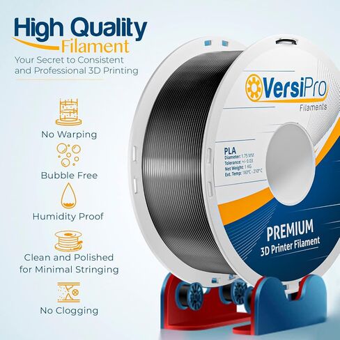PLA 3D Printer Filament | Black PLA Filament 1.75mm | 1KG Spool (2.2lbs) - Fits Most FDM Printers | Dimensional Accuracy +/- 0.03 mm | 3D Printing Filament 1.75 Will Not Warp, Clog or Break in Saudi Arabia