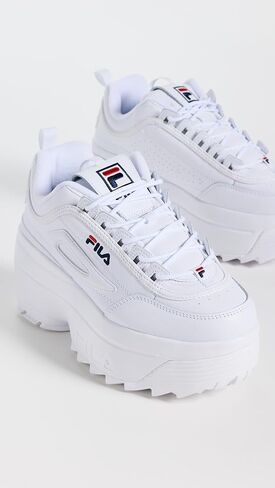 حذاء رياضي نسائي من Fila Disruptor Ii Wedge، أبيض/كحلي/أحمر، 11 in Saudi Arabia