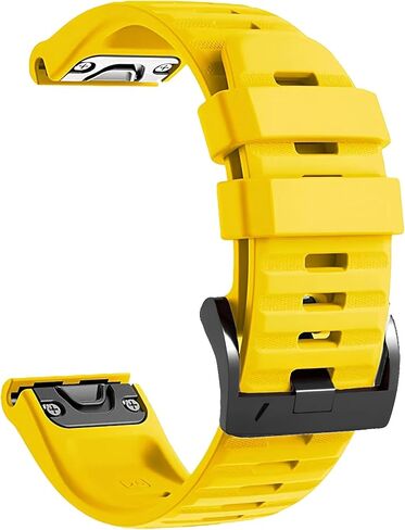 سوار ساعة 26 ملم متوافق مع garmin fenix 5x 6x Pro 7x 3 ساعات من السيليكون المتين سريع التركيب 26 حزام بديل لـ Epix Pro Gen 2 51 ملم Enduro 2 Descent Mk1 Mk2 Mk2i Mk3i tactix للرجال والنساء أصفر in Kuwait