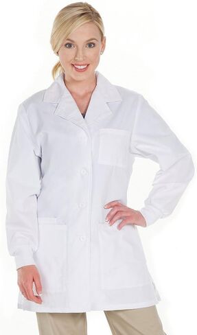 معطف مختبر عصري للسيدات من Prestige Medical، أسود، مقاس مزدوج كبير جدًا in Saudi Arabia