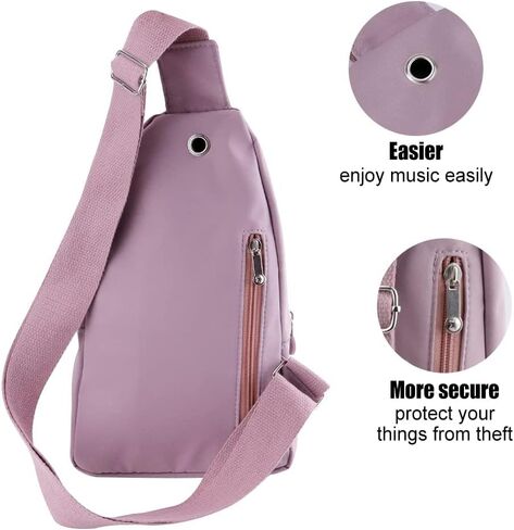 حقائب كروس للنساء، حقيبة ظهر من النايلون، حقائب كتف متعددة الأغراض للصدر مع فتحة لسماعة الأذن، حقيبة صدر خفيفة الوزن للسفر وركوب الدراجات والمشي لمسافات طويلة والتخييم والتمارين في الهواء الطلق in Kuwait
