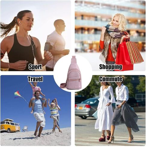 حقائب كروس للنساء، حقيبة ظهر من النايلون، حقائب كتف متعددة الأغراض للصدر مع فتحة لسماعة الأذن، حقيبة صدر خفيفة الوزن للسفر وركوب الدراجات والمشي لمسافات طويلة والتخييم والتمارين في الهواء الطلق in Kuwait