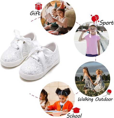 Toddler/Little Girls Sneakers-Slip On Glitter Sports Shoes for Running Walking in Saudi Arabia