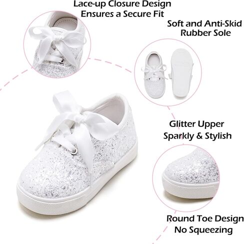 Toddler/Little Girls Sneakers-Slip On Glitter Sports Shoes for Running Walking in Saudi Arabia
