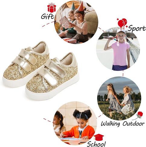 Toddler/Little Girls Sneakers-Slip On Glitter Sports Shoes for Running Walking in Saudi Arabia