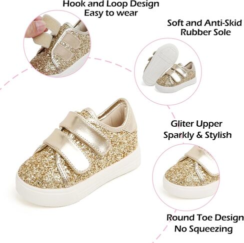 Toddler/Little Girls Sneakers-Slip On Glitter Sports Shoes for Running Walking in Saudi Arabia