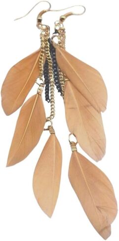 Boho Piercing Jewelry Tassel Feather Dangle Drop Long Chain Earrings Retro Lightweight Earrings for Women in Saudi Arabia