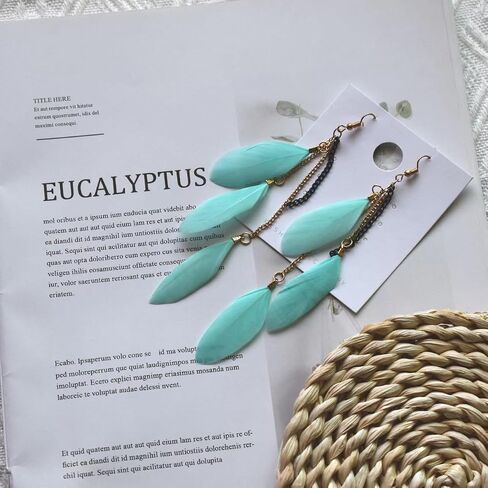 Boho Piercing Jewelry Tassel Feather Dangle Drop Long Chain Earrings Retro Lightweight Earrings for Women in Saudi Arabia