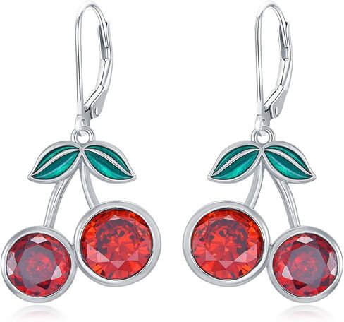 أقراط الكرز أقراط الكريستال الأحمر النحاسي أقراط الأحجار الكريمة أقراط متدلية هدايا للنساء والفتيات والأم والأم in Kuwait