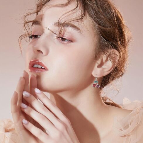 أقراط الكرز أقراط الكريستال الأحمر النحاسي أقراط الأحجار الكريمة أقراط متدلية هدايا للنساء والفتيات والأم والأم in Kuwait