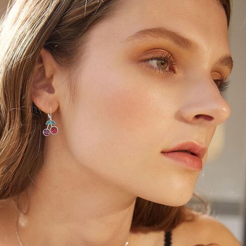 أقراط الكرز أقراط الكريستال الأحمر النحاسي أقراط الأحجار الكريمة أقراط متدلية هدايا للنساء والفتيات والأم والأم in Kuwait