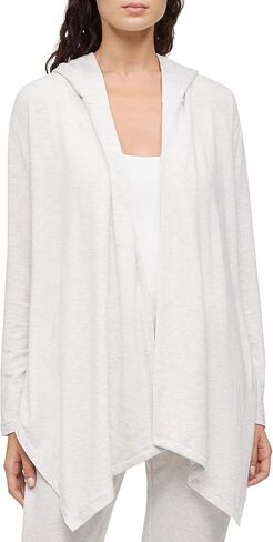 سترة بغطاء للرأس من Calvin Klein Pure Knit، M، Snow Heather in Saudi Arabia