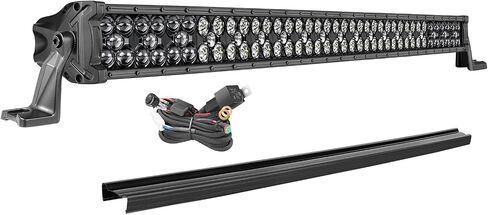 20 Inch 250W LED Light Bar w/Wiring Harness and Black Cover, 3-Row Spot Flood Combo Off Road Driving LED Work Light Fog Light on Font Bumper for UTV Truck Bronco Ranger Wrangler SUV Boat in Saudi Arabia
