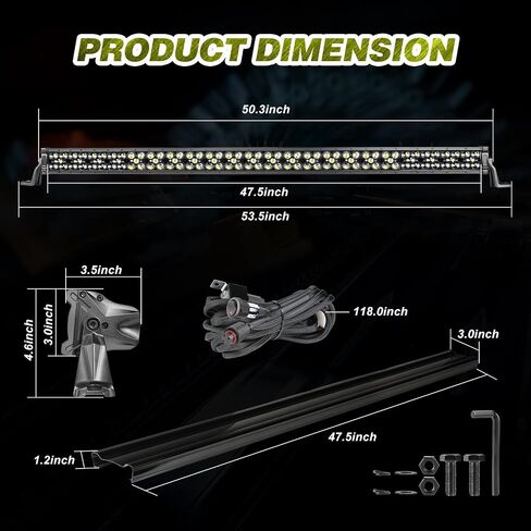 20 Inch 250W LED Light Bar w/Wiring Harness and Black Cover, 3-Row Spot Flood Combo Off Road Driving LED Work Light Fog Light on Font Bumper for UTV Truck Bronco Ranger Wrangler SUV Boat in Saudi Arabia
