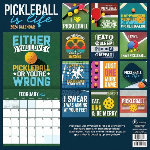 TF النشر 2024 Pickleball هو تقويم جدار الحياة | شبكات كبيرة للمواعيد والجدولة | التقويم الجداري الشهري العمودي 2024 | تنظيم المنزل والمكتب | ورق غير لامع ممتاز | 12 بوصة × 12 بوصة in Saudi Arabia