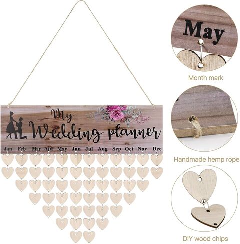 Flexzion Family Birthday Plaque with Tags DIY Wooden Birthday Calendar Wall Hanging Family Plaque Reminder 50 Tags (Round) Birthday Board Chips in Saudi Arabia