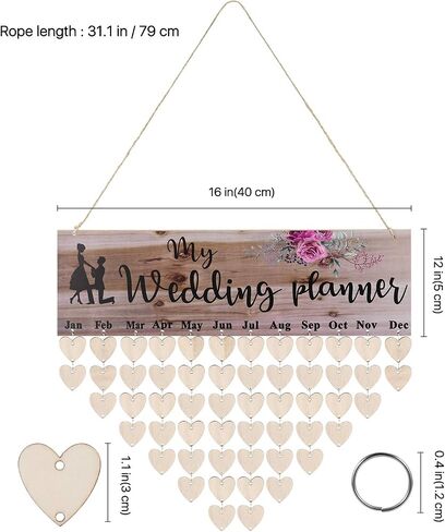 Flexzion Family Birthday Plaque with Tags DIY Wooden Birthday Calendar Wall Hanging Family Plaque Reminder 50 Tags (Round) Birthday Board Chips in Saudi Arabia