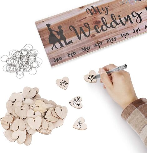 Flexzion Family Birthday Plaque with Tags DIY Wooden Birthday Calendar Wall Hanging Family Plaque Reminder 50 Tags (Round) Birthday Board Chips in Saudi Arabia