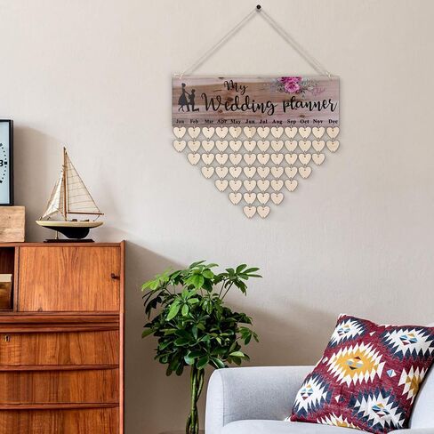 Flexzion Family Birthday Plaque with Tags DIY Wooden Birthday Calendar Wall Hanging Family Plaque Reminder 50 Tags (Round) Birthday Board Chips in Saudi Arabia