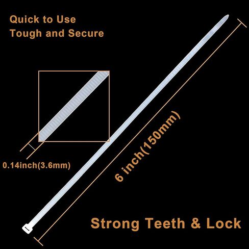1000 PCS Nylon Cable Ties, 20 LBS Tensile Strength Multi-Purpose Zip Ties Self-Locking Small Zip Ties Heavy Duty Zip Ties, Tie Straps (4 Inch, White) in Saudi Arabia