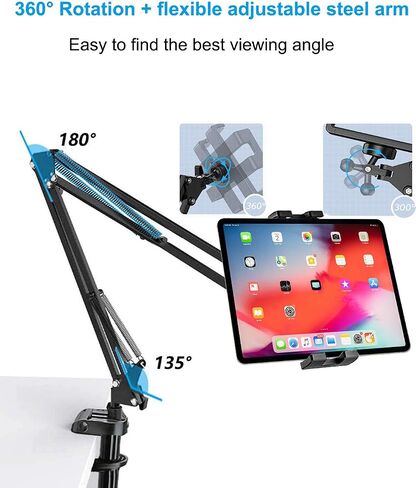Articulating Arm Tablet Holder, woleyi Phone iPad Holder Clamp for Desk/Bed, Lazy Tablets Stand Flexible 360° Rotation Compatible with iPad Pro Air Mini, Cell Phone, Galaxy Tab, Switch or 4-11" Device in Saudi Arabia