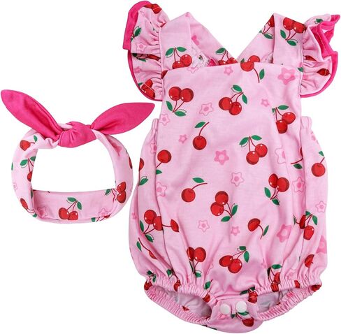 BABESIDE Reborn Baby Doll Clothes Cherry Pattern for 17- 22 Inch Baby Doll Clothes Outfits with Headband Newborn Girl in Saudi Arabia