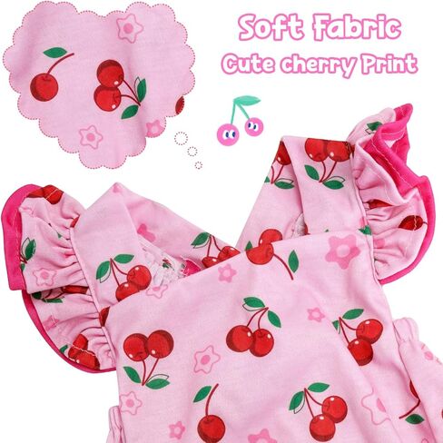 BABESIDE Reborn Baby Doll Clothes Cherry Pattern for 17- 22 Inch Baby Doll Clothes Outfits with Headband Newborn Girl in Saudi Arabia