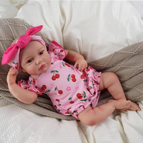 BABESIDE Reborn Baby Doll Clothes Cherry Pattern for 17- 22 Inch Baby Doll Clothes Outfits with Headband Newborn Girl in Saudi Arabia