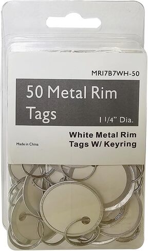 SmartSign (25-Pack) Assorted Colors Metal Rim Key Tags with Metal Split Rings- 1.25" Small Round Blank Key Tag, Writable, 15-Pt Paper Cardstock with Aluminum Rim in Saudi Arabia