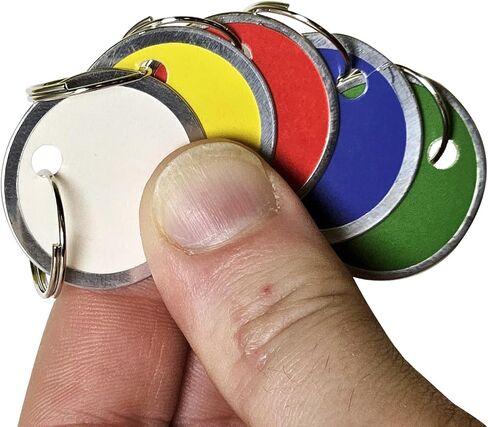 SmartSign (25-Pack) Assorted Colors Metal Rim Key Tags with Metal Split Rings- 1.25" Small Round Blank Key Tag, Writable, 15-Pt Paper Cardstock with Aluminum Rim in Saudi Arabia
