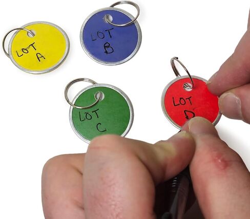 SmartSign (25-Pack) Assorted Colors Metal Rim Key Tags with Metal Split Rings- 1.25" Small Round Blank Key Tag, Writable, 15-Pt Paper Cardstock with Aluminum Rim in Saudi Arabia