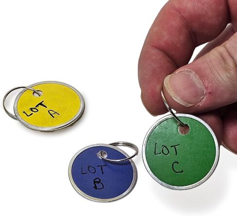 SmartSign (25-Pack) Assorted Colors Metal Rim Key Tags with Metal Split Rings- 1.25" Small Round Blank Key Tag, Writable, 15-Pt Paper Cardstock with Aluminum Rim in Saudi Arabia