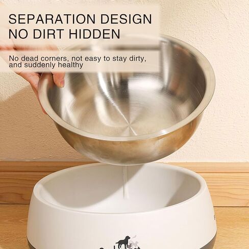 Dog Bowl for Food and Water, 67Oz Stainless Steel No-Skid & Non-Tip Dog Bowl for Food or Water, White in Kuwait