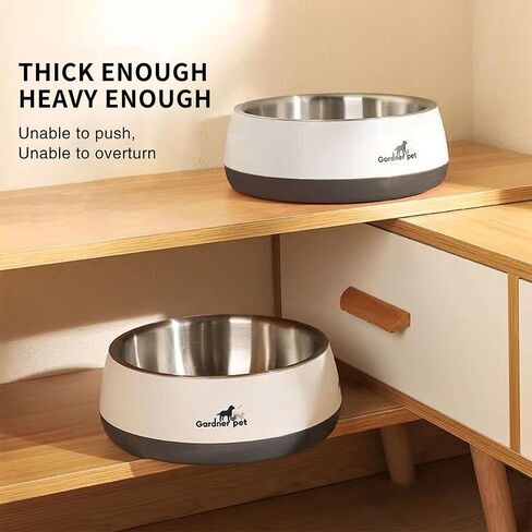 Dog Bowl for Food and Water, 67Oz Stainless Steel No-Skid & Non-Tip Dog Bowl for Food or Water, White in Kuwait