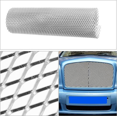 X AUTOHAUX Universal 40x13 Inch Car Pickup Truck Grille Mesh Sheet Spoiler Bumper Grille Insert Air Intake Racing Vent Grill Aluminum Alloy 8x16mm Rhombic Hole Silver Tone in Saudi Arabia