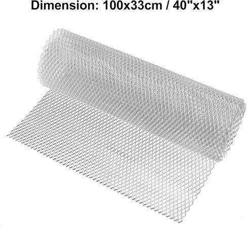 X AUTOHAUX Universal 40x13 Inch Car Pickup Truck Grille Mesh Sheet Spoiler Bumper Grille Insert Air Intake Racing Vent Grill Aluminum Alloy 8x16mm Rhombic Hole Silver Tone in Saudi Arabia