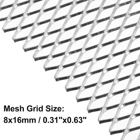 X AUTOHAUX Universal 40x13 Inch Car Pickup Truck Grille Mesh Sheet Spoiler Bumper Grille Insert Air Intake Racing Vent Grill Aluminum Alloy 8x16mm Rhombic Hole Silver Tone in Saudi Arabia