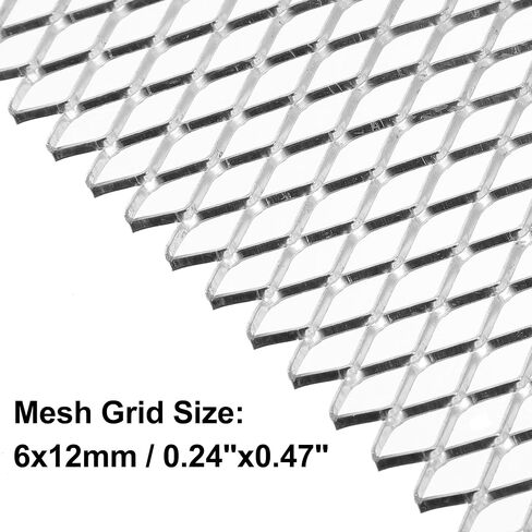 X AUTOHAUX Universal 40x13 Inch Car Pickup Truck Grille Mesh Sheet Spoiler Bumper Grille Insert Air Intake Racing Vent Grill Aluminum Alloy 8x16mm Rhombic Hole Silver Tone in Saudi Arabia