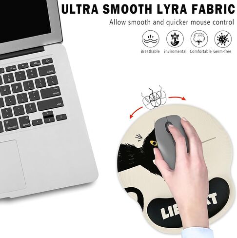 Funny Cat Mouse pad,Mouse pad with Wrist Rest,Mouse pad with Wrist Rest Support, Ergonomic Mouse pad, Cute Mouse pad with Non-Slip Pain Relief PU Base,Cat Mouse pad for Desk Wireless Mouse,Book Cat in Kuwait