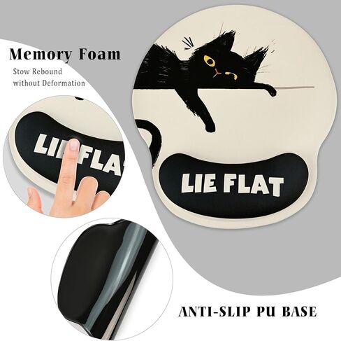 Funny Cat Mouse pad,Mouse pad with Wrist Rest,Mouse pad with Wrist Rest Support, Ergonomic Mouse pad, Cute Mouse pad with Non-Slip Pain Relief PU Base,Cat Mouse pad for Desk Wireless Mouse,Book Cat in Kuwait