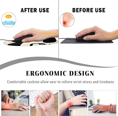 Funny Cat Mouse pad,Mouse pad with Wrist Rest,Mouse pad with Wrist Rest Support, Ergonomic Mouse pad, Cute Mouse pad with Non-Slip Pain Relief PU Base,Cat Mouse pad for Desk Wireless Mouse,Book Cat in Kuwait