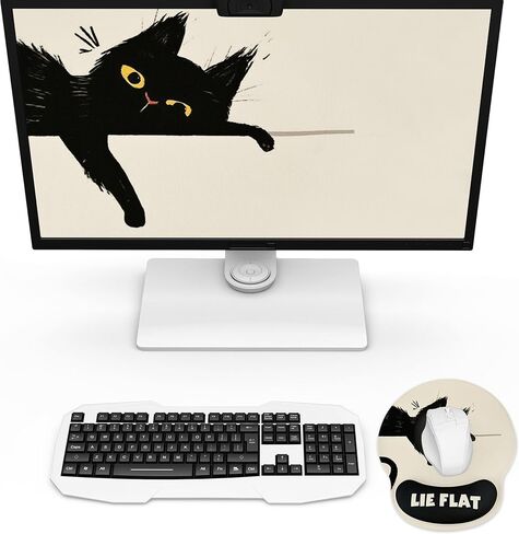 Funny Cat Mouse pad,Mouse pad with Wrist Rest,Mouse pad with Wrist Rest Support, Ergonomic Mouse pad, Cute Mouse pad with Non-Slip Pain Relief PU Base,Cat Mouse pad for Desk Wireless Mouse,Book Cat in Kuwait