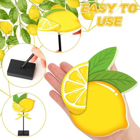 3 قطع منضدية خشبية ليمونية صيفية لديكور المنزل، علامة طاولة خشبية ليمونية، قطعة مركزية خشبية ريفية، قطعة مركزية ليمونادة طازجة طويلة القامة، ديكورات للمطبخ الريفي في المزرعة in Kuwait