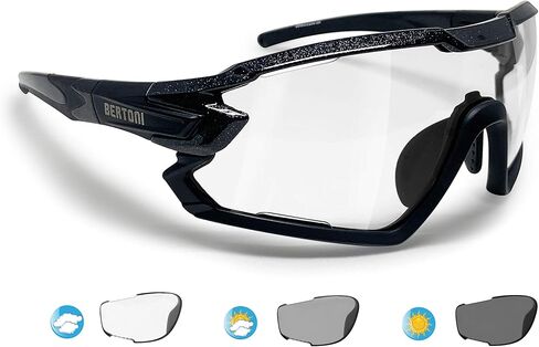 Bertoni Sport Sunglasses Polarized Photochromic Cycling MTB w. Prescription Carrier QUASAR in Saudi Arabia