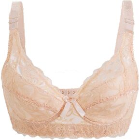 uxcell Women Full Cup Bras Breathable Comfort Floral Lace Full Coverage Non Padded Underwired Bra
