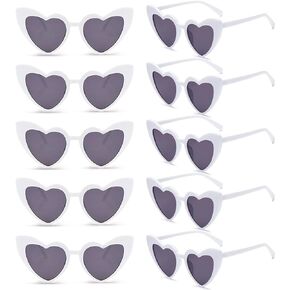 Matcheck 10 Pack Heart Shaped Sunglasses Womens Cat Eye Heart Glasses Bachelorette Party Favors Wedding Supplies Bulk Eyewear
