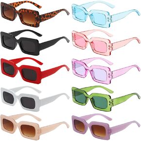 SUNOVELTIES 10/16 Pack Rectangle Sunglasses for Women Retro Narrow Square Glasses Aesthetic Vintage Eyewear Uniex Adult