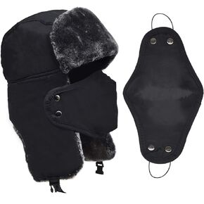 Ushanka Men's Winter Trapper Hat with 2pcs Windproof Mask-Russian Trooper Hat Hunting Skiing Hat for Men Women