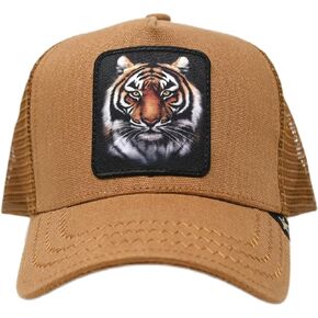 GOLD STAR HAT - Brown Trucker Hat with Tiger Patch and Mesh Back